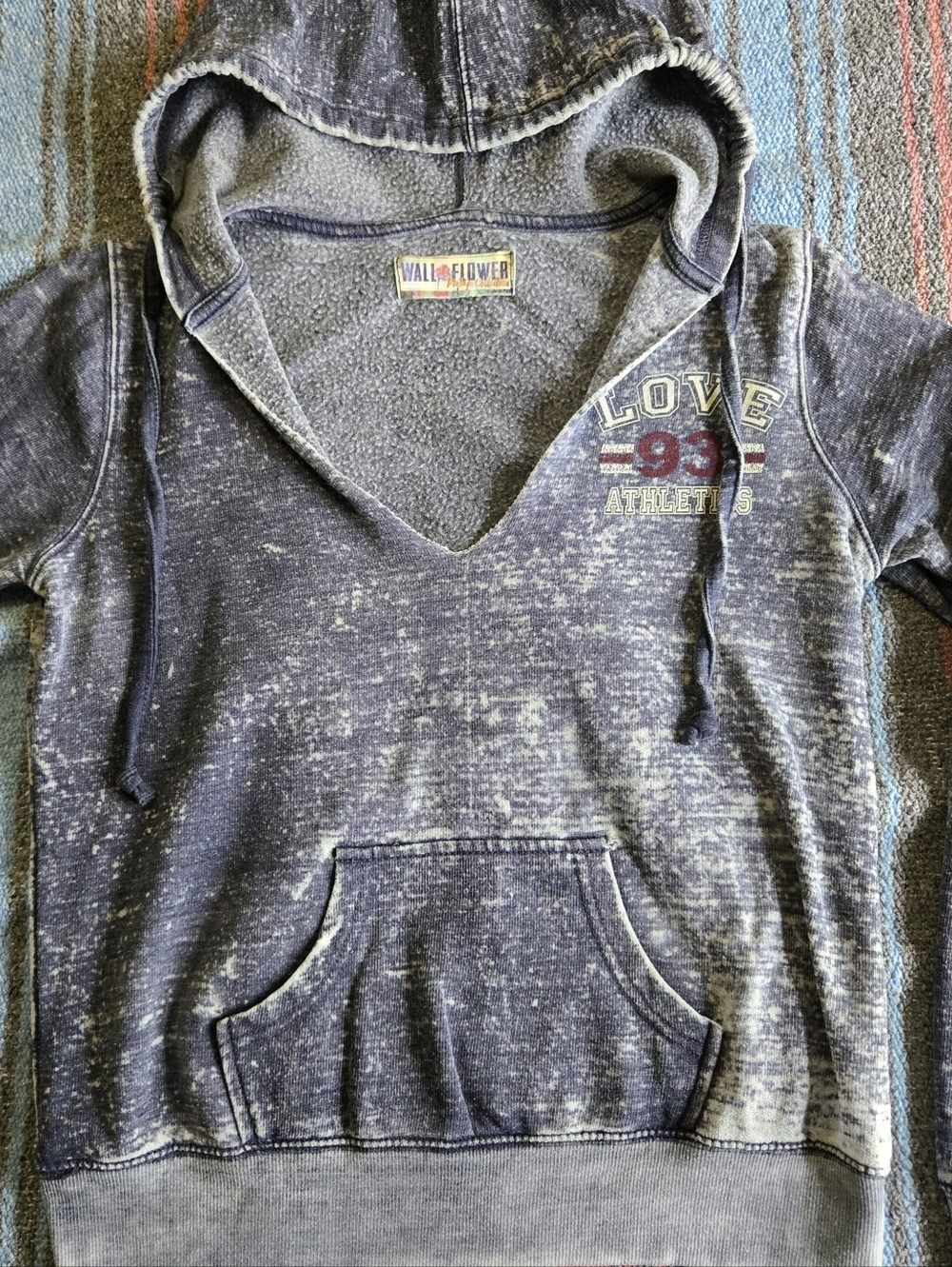 Wallflower Faded Blue Hooded Sweatshirt with 'Love 93' Graphic - Picture 4 of 6